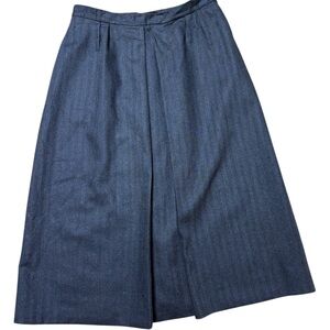 Vintage Grey Midi Skirt with Front Pleat